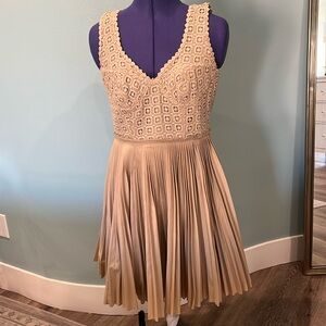 Catherine Malandrino Tan Elli Mini Skirt Pleated Dress size 2